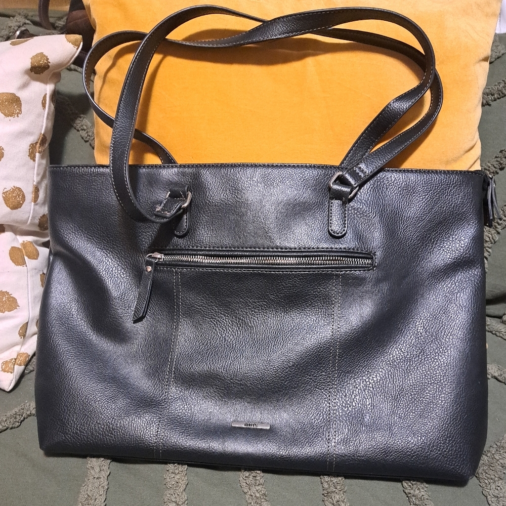 Roots Faux Leather Black Laptop / Tote Bag